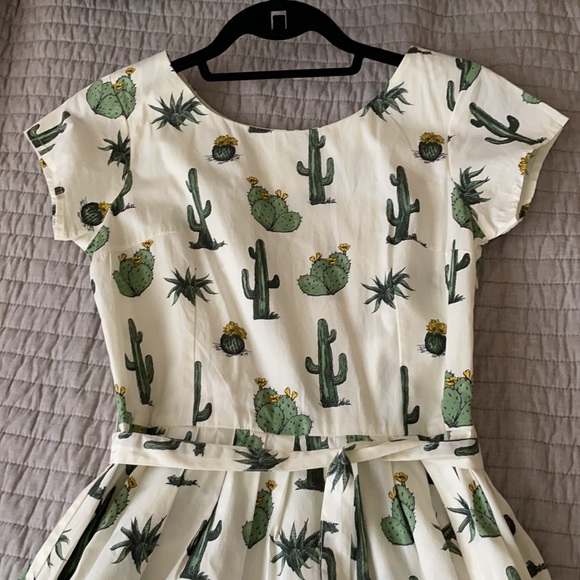 Green Cactus Print Dress by Run and Fly